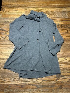 Soft Surroundings Gray Ruffle-Collar Jacket